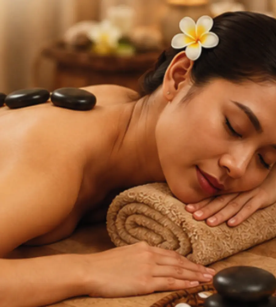 Warm stone massage treatment